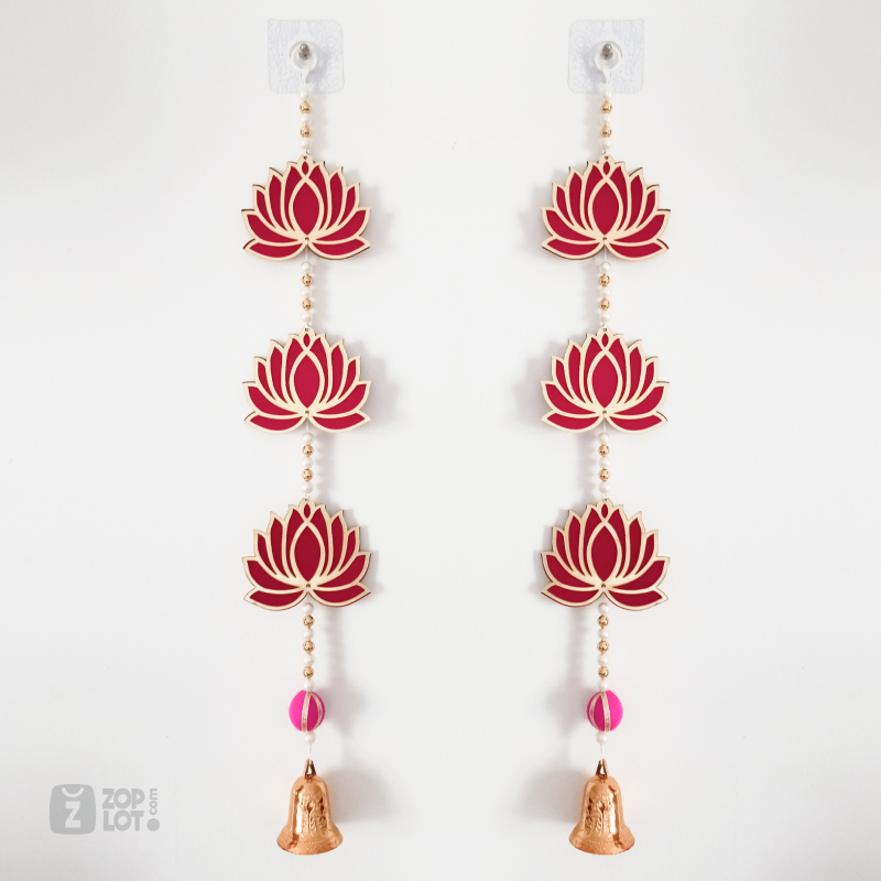 Lotus Wall Hangings for Home Decoration | Toran with Bells - Indian Floral Wall Hanging
