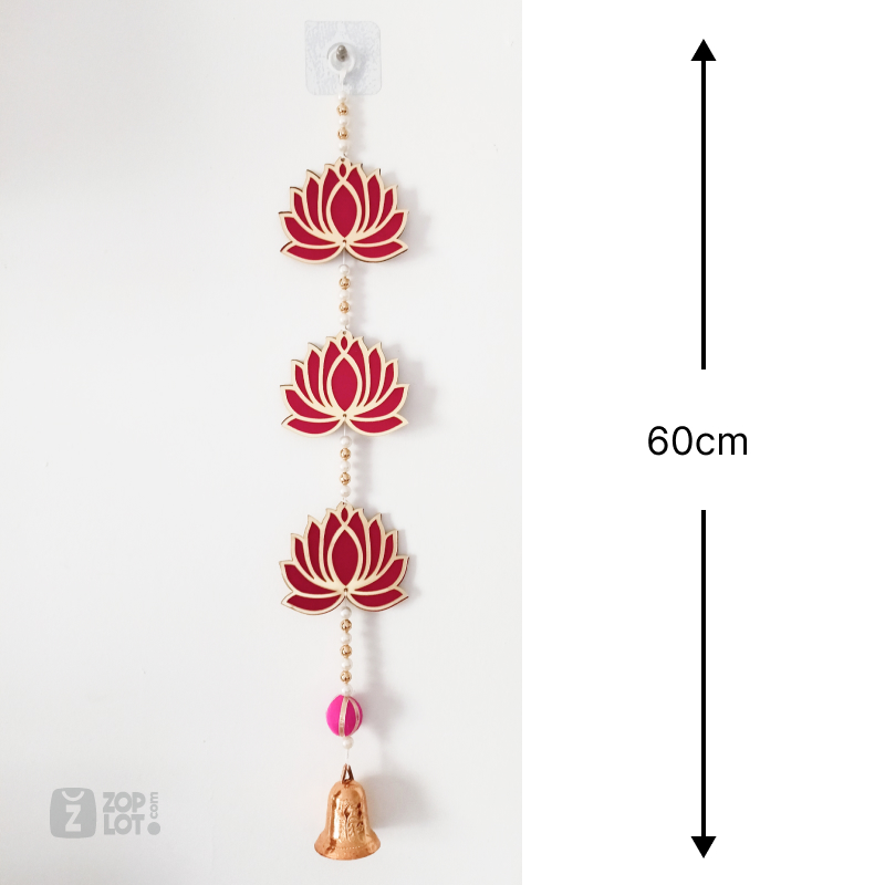 Lotus Wall Hangings for Home Decoration | Toran with Bells - Indian Floral Wall Hanging - Image 2